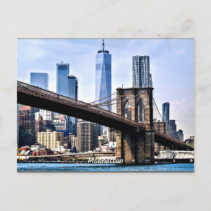 Manhattan, cityscape photograph with skyscrapers postcard