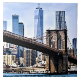 Manhattan, cityscape photograph with skyscrapers tile