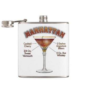 Manhattan Cocktail Recipe Art Hip Flask