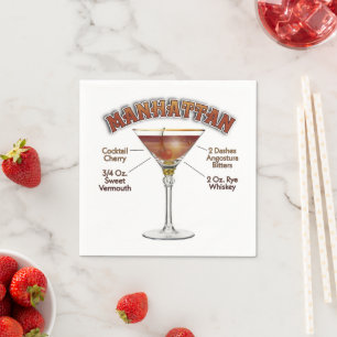 Manhattan Cocktail Recipe Art Napkin