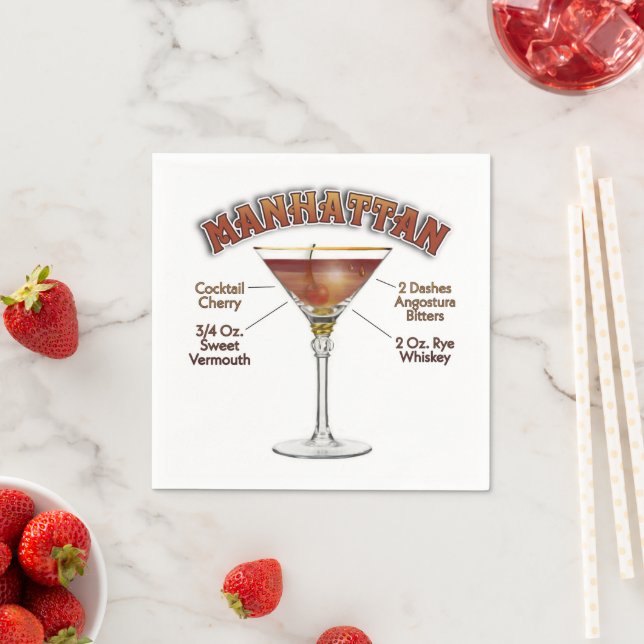 Manhattan Cocktail Recipe Art Napkin (Insitu)