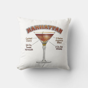 Manhattan Cocktail Recipe Art Throw Pillow