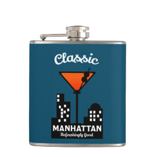Manhattan Cocktail Wall Art Hip Flask