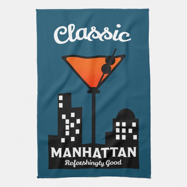 Manhattan Cocktail Wall Art Kitchen Towel (Vertical)