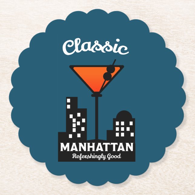 Manhattan Cocktail Wall Art Paper Coaster (Front)