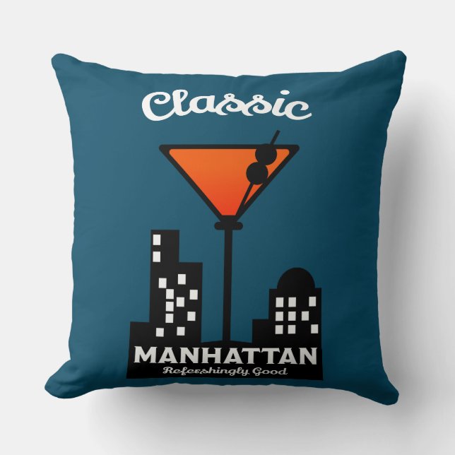 Manhattan Cocktail Wall Art Throw Pillow (Front)