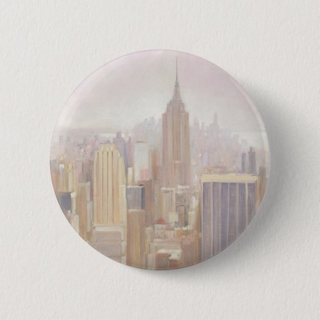 Manhattan in the Mist | New York City 2 Inch Round Button (Front)