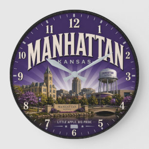 Manhattan Kansas  Little Apple Large Clock