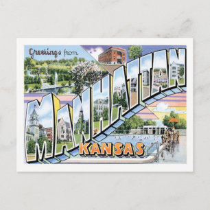 Manhattan Kansas Travel America US City Postcard