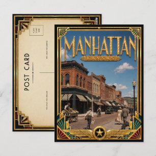 Manhattan Kansas Vintage Art Deco Golden Age Postcard