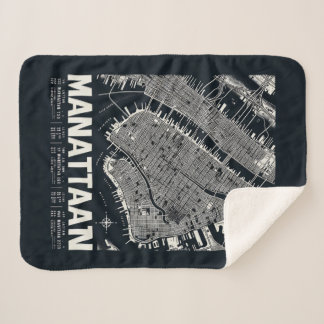 Manhattan Map Illustration Sherpa Blanket