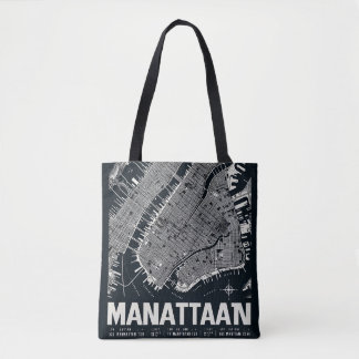 Manhattan Map Illustration Tote Bag
