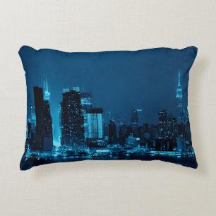 Manhattan midtown skyscrapers and New York City sk Accent Pillow