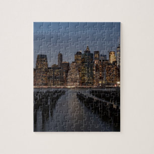 Manhattan New York at night Jigsaw Puzzle