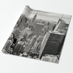 Manhattan, New York (black & white panorama) Wrapping Paper