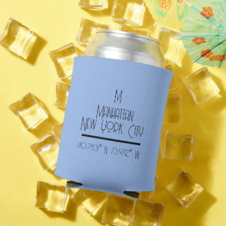 Manhattan New York City Coordinates Can Cooler