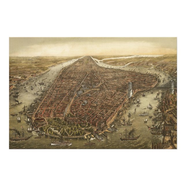 Manhattan New York City Old Photo Enlargement (Front)