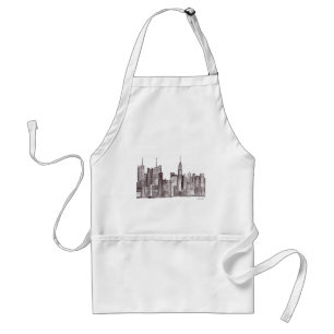 Manhattan New York city watercolor Standard Apron