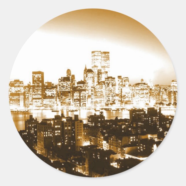 Manhattan New York Classic Round Sticker (Front)