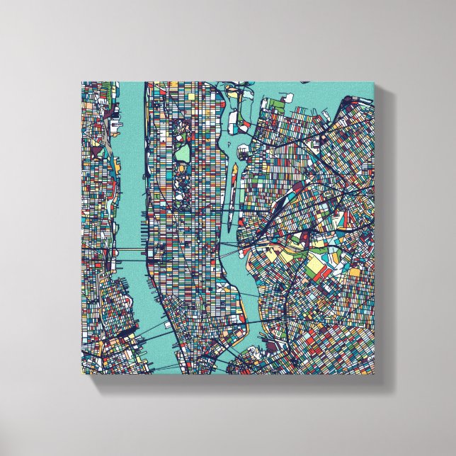 Manhattan New York Map Canvas Print (Front)