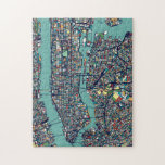 Manhattan New York Map Jigsaw Puzzle<br><div class="desc">This design is a map of Manhattan,  New York.</div>