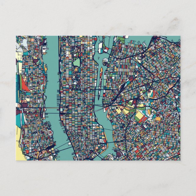 Manhattan New York Map Postcard (Front)