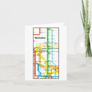 Manhattan New York Nyc Subway Map Retro Rail Trans Card