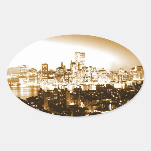 Manhattan New York Oval Sticker (Front)
