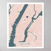 Manhattan New York Pink and Blue Cute Script Stree