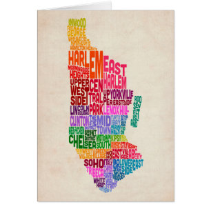 Manhattan New York Typography Text Map