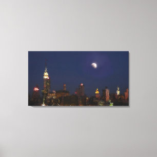 Manhattan Night Skyline Impressionist Canvas
