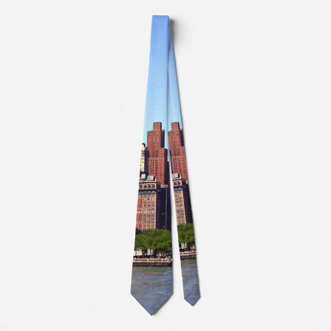 Manhattan NY - Manhattan Skyline on a Clear Day Tie (Front)