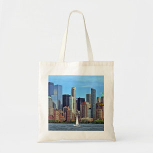 Manhattan NY – Sailboat By Manhattan Skyline Tote Bag