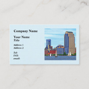 Manhattan NY - Three Boats By Manhattan Skyline Business Card