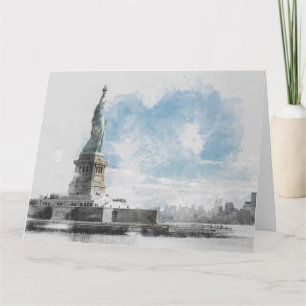 Manhattan Nyc Liberty Statue Card
