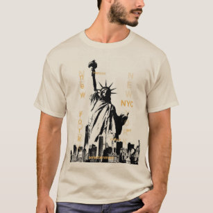 Manhattan Nyc Liberty Statue Mens Modern Sand T-Shirt