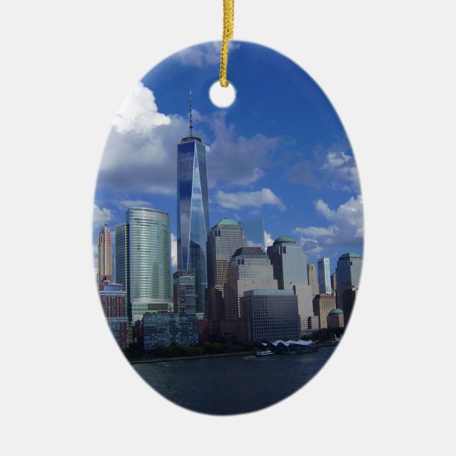 Manhattan NYC World Trade Centre WTC Hudson River Ceramic Ornament (Front)