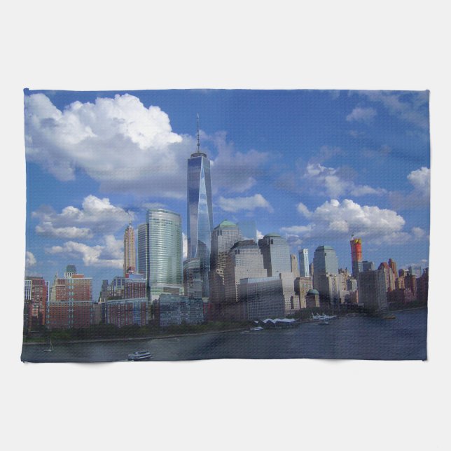 Manhattan NYC World Trade Centre WTC Hudson River Kitchen Towel (Horizontal)