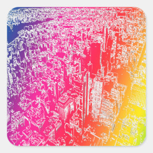 Manhattan rainbow square sticker
