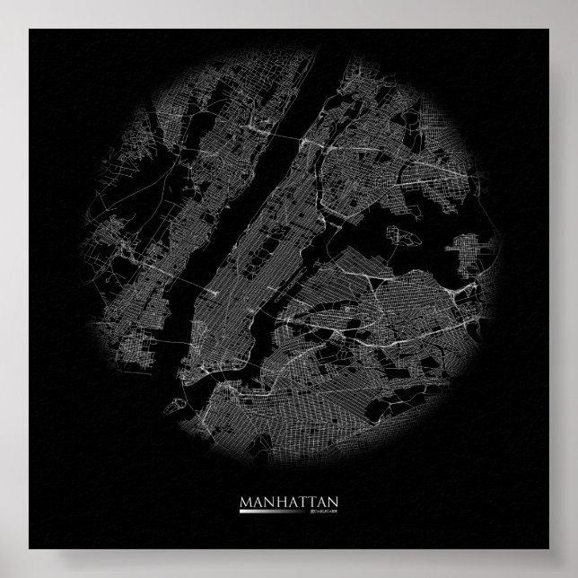 Manhattan Road Map Poster (Front)