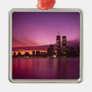 Manhattan Skyline and Hudson River, New York, Metal Ornament