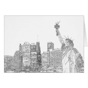 Manhattan Skyline and The Statue of Liberty