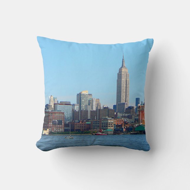 Manhattan Skyline as Seen From Hoboken, NJ Throw Pillow (Front)