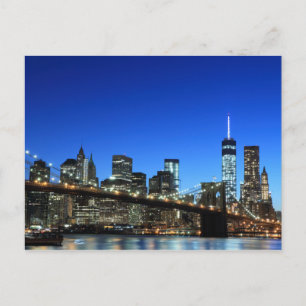 Manhattan skyline at Night Lights, New York City Postcard