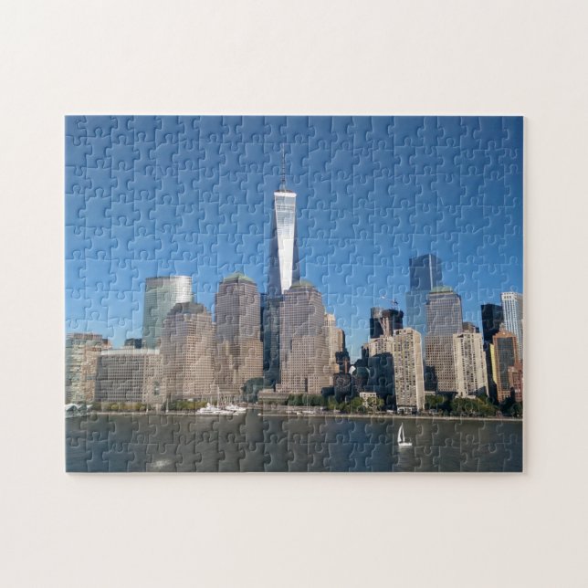Manhattan Skyline Freedom Tower Hudson River NYC Jigsaw Puzzle (Horizontal)