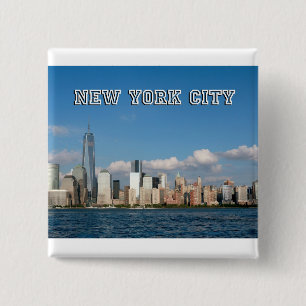 Manhattan Skyline New York City USA 2 Inch Square Button