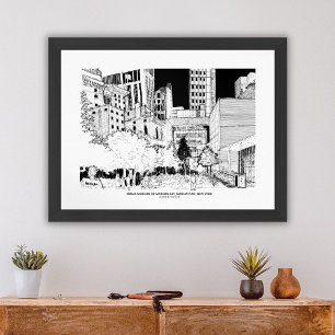 Manhattan Skyline Urban Travel Sketch Poster
