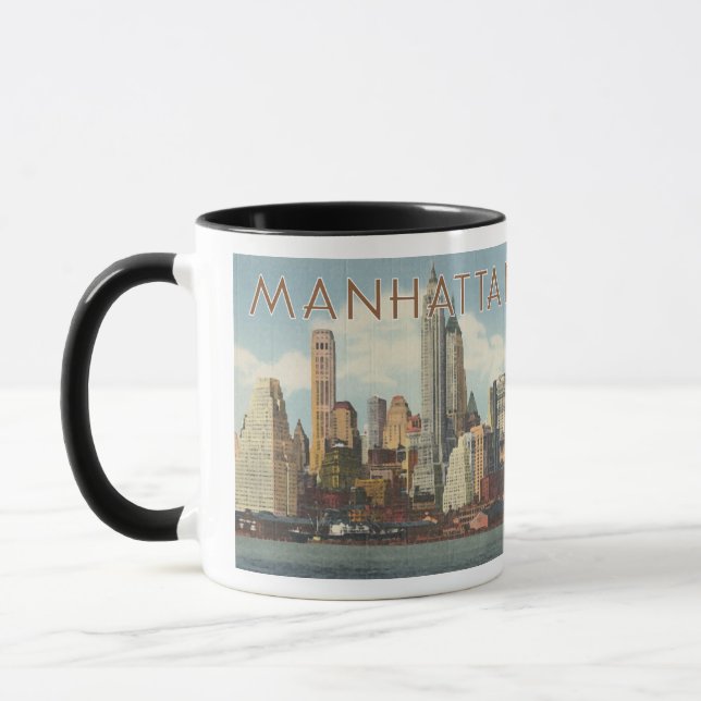 Manhattan skyline vintage New York Mug (Left)