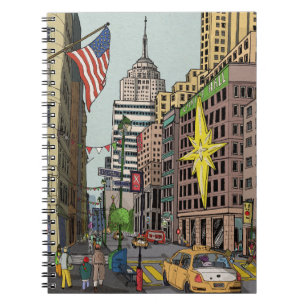Manhattan Winter New York Christmas Illustration Notebook
