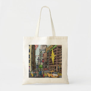 Manhattan Winter New York Christmas Illustration Tote Bag